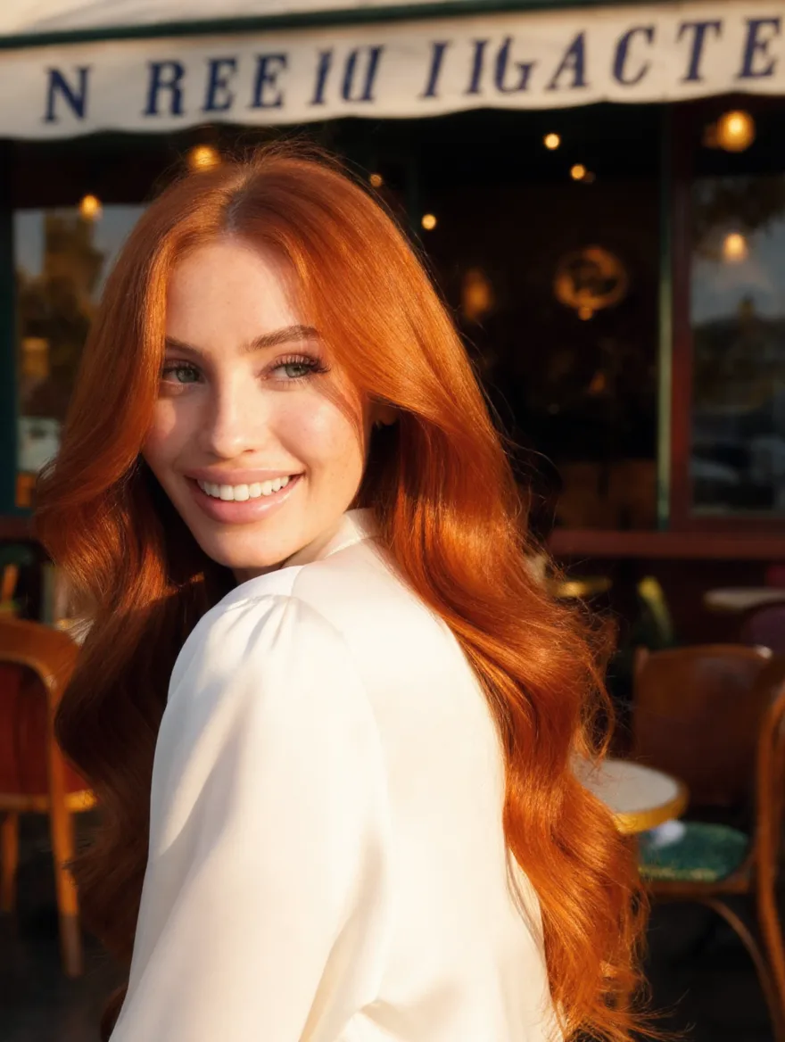 Voluminous Long Copper Red Wavy Layers